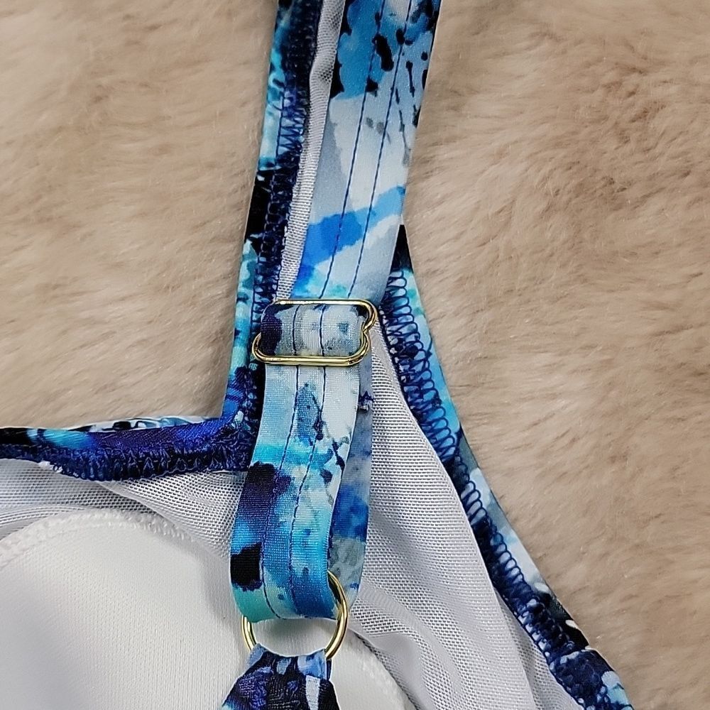 SOMA COTTEX OASIS SHADES OF BLUE ANIMAL PRINT TANKINI SWIM TOP, SIZE 12 - NEW - Picture 10 of 16